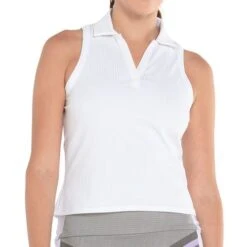 K-Swiss K Swiss Sleeveless Rib Polo -Tennis Vibe Shop KWT06 110