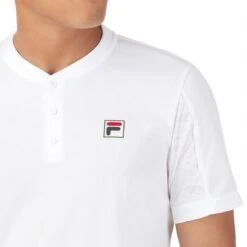 Fila White Line Short Sleeve Henley -Tennis Vibe Shop TM31D099 100 3